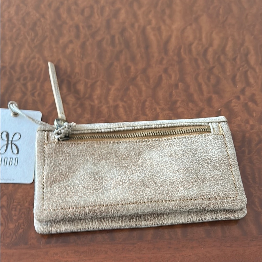 HOBO Cream Clutch Wristlet with Textured Finish
